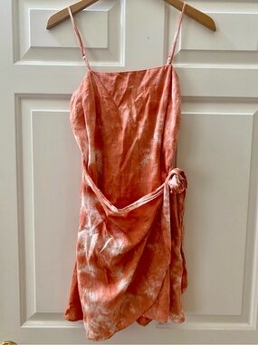 Altar’d State Mini Dress Tie-dye Wrap Boho Cotton Linen Summer Wedding Med
